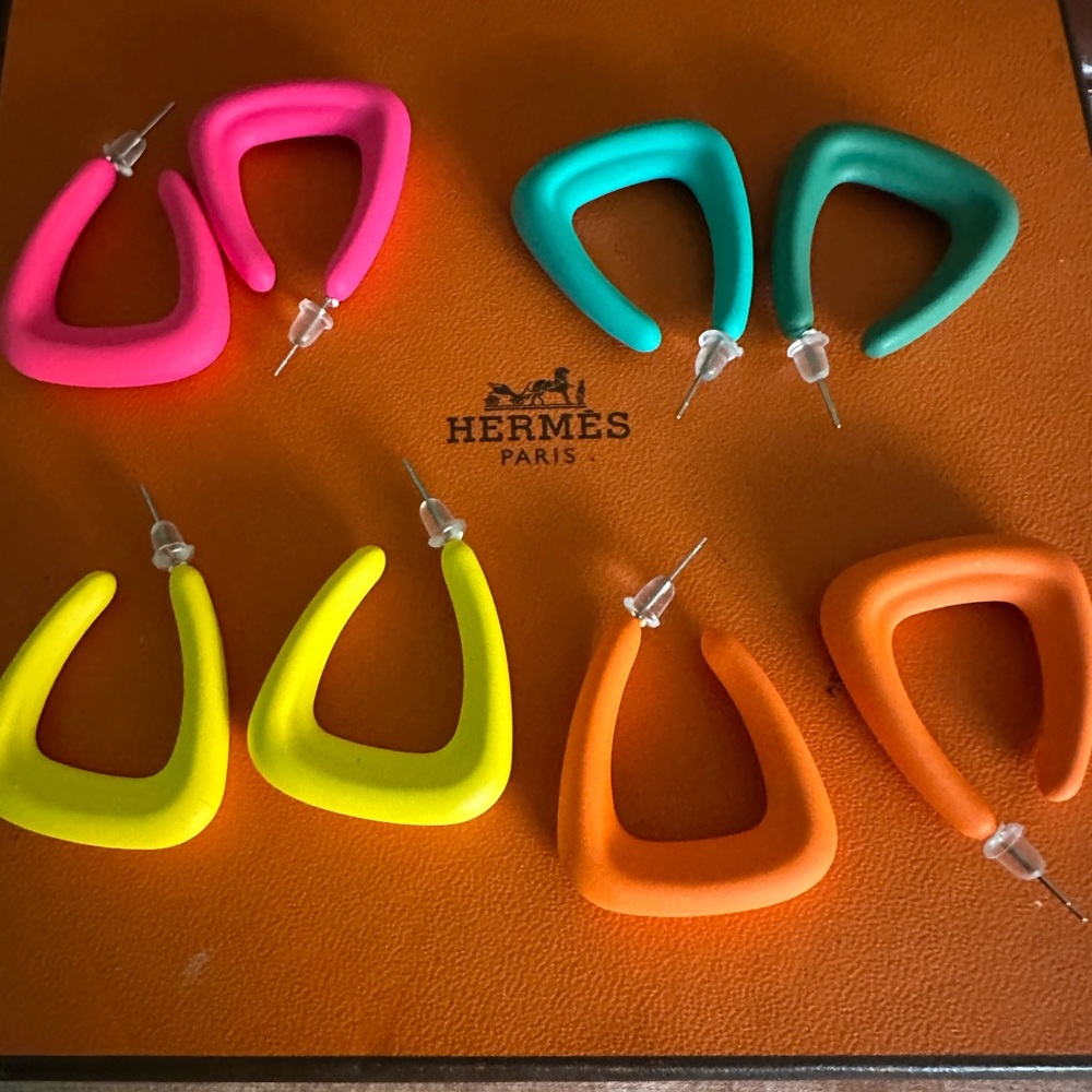 Four pairs of Colorful Hoop Earrings Set